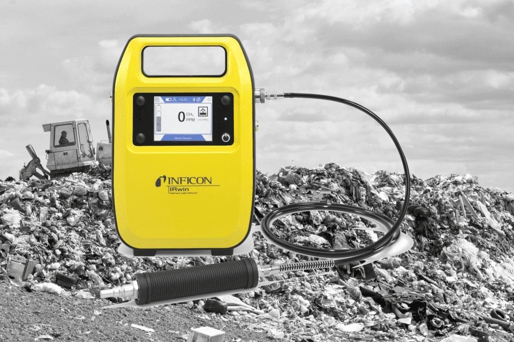 Inficon IRwin in landfill, landfill gas analyser rental/hire